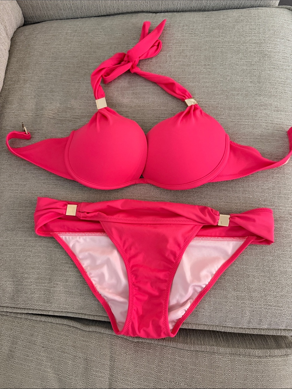 Victoria's Secret Hot Pink Halter Bikini